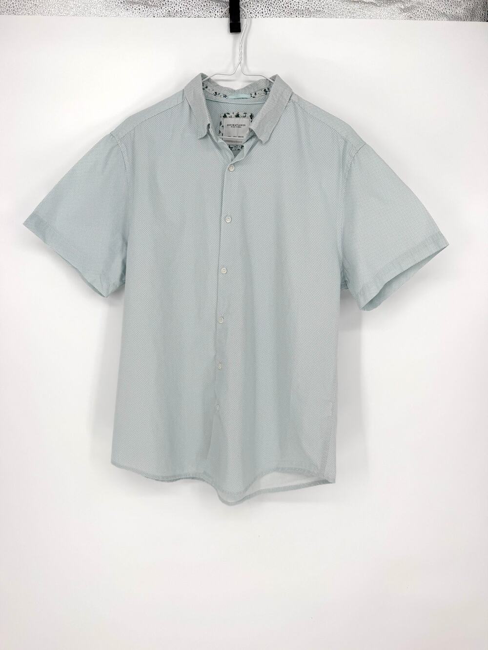 Denim & Flower Ricky Singh Men's L Light Blue Micro Print Button Up Shirt